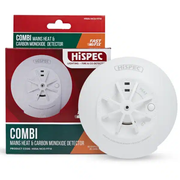 COMBi Fast Fix Mains Heat & Carbon Monoxide Detector with 10yr Rechargeable Lithium Battery Backup