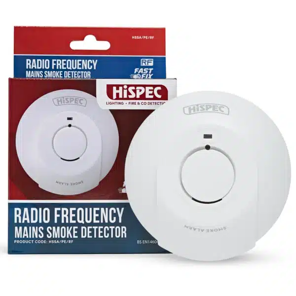 Radio Frequency Mains Smoke Detector with 9v Backup Battery Included