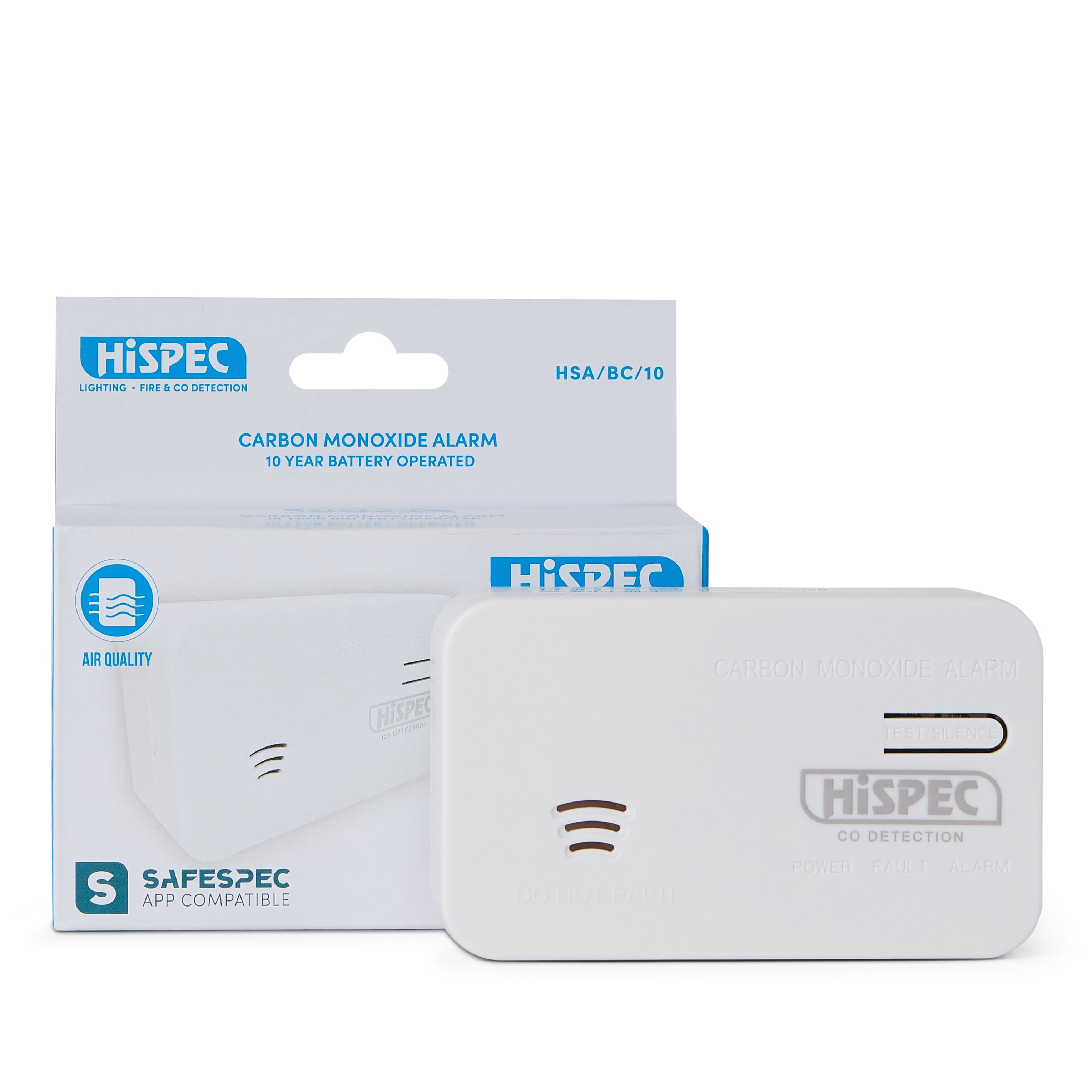 Battery Operated Carbon Monoxide Detector powered by a 10 year battery