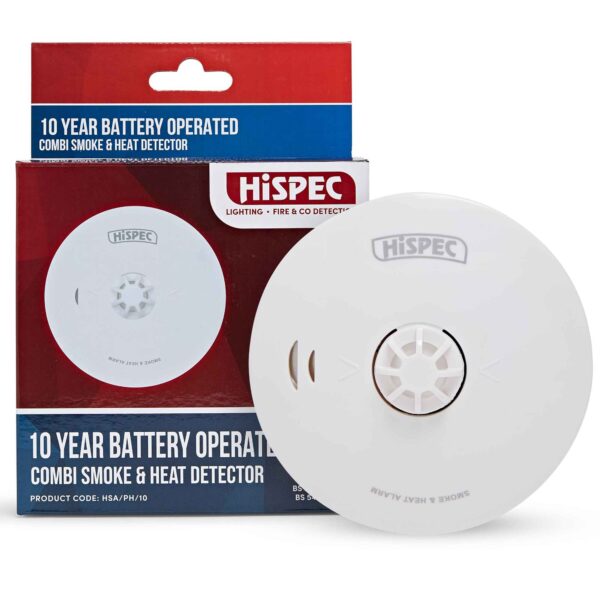 Battery Operated Combi Smoke & Heat Detector powered by a 10 Year Battery
